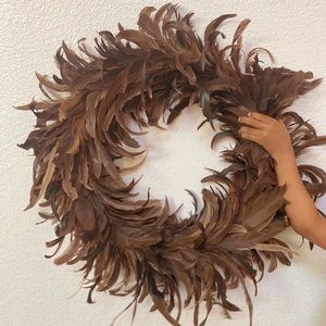 Custom made brown feather wreath